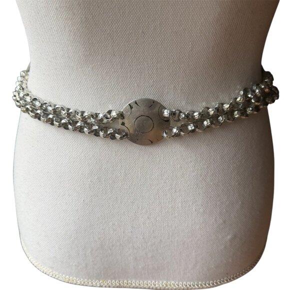 VTG 60s Silver Tone Rolo Link Disc Belt 29\